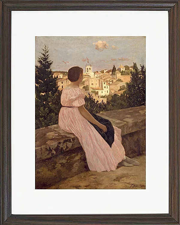 Frédéric Bazille - Das rosa Kleid 1867 | Giclée Kunstdruck gerahmt