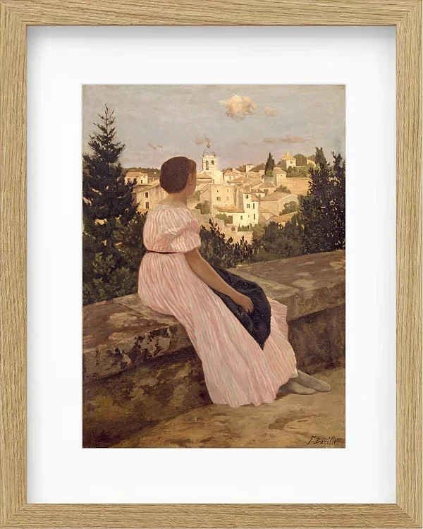 Frédéric Bazille - Das rosa Kleid 1867 | Giclée Kunstdruck gerahmt