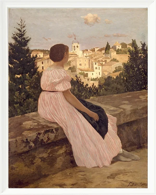 Frédéric Bazille - Das rosa Kleid 1867 | Giclée Kunstdruck gerahmt