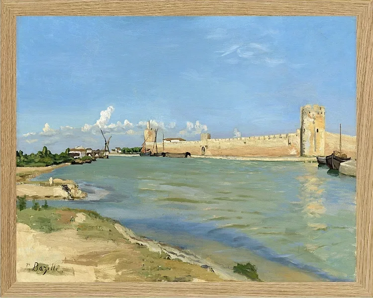 Frédéric Bazille - Die westlichen Stadtmauern von Aigues-Mortes 1867 | Giclée Kunstdruck gerahmt
