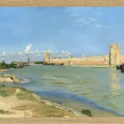 Frédéric Bazille - Die westlichen Stadtmauern von Aigues-Mortes 1867 | Giclée Kunstdruck gerahmt