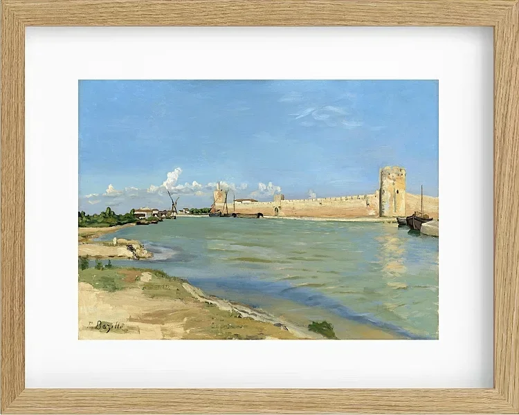 Frédéric Bazille - Die westlichen Stadtmauern von Aigues-Mortes 1867 | Giclée Kunstdruck gerahmt