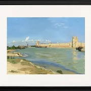 Frédéric Bazille - Die westlichen Stadtmauern von Aigues-Mortes 1867 | Giclée Kunstdruck gerahmt