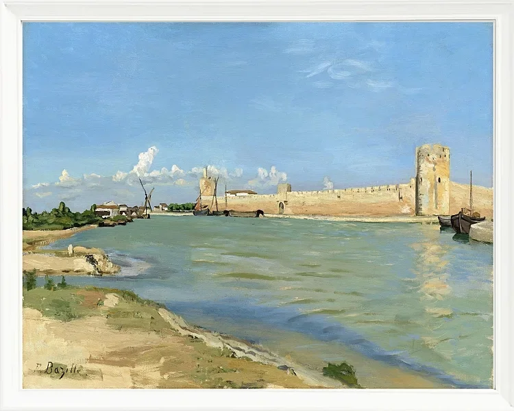 Frédéric Bazille - Die westlichen Stadtmauern von Aigues-Mortes 1867 | Giclée Kunstdruck gerahmt
