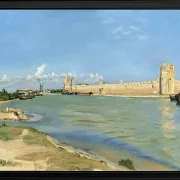 Frédéric Bazille - Die westlichen Stadtmauern von Aigues-Mortes 1867 | Giclée Kunstdruck gerahmt