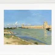 Frédéric Bazille - Die westlichen Stadtmauern von Aigues-Mortes 1867 | Giclée Kunstdruck gerahmt