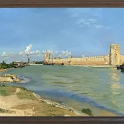 Frédéric Bazille - Die westlichen Stadtmauern von Aigues-Mortes 1867 | Giclée Kunstdruck gerahmt