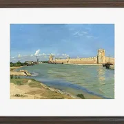 Frédéric Bazille - Die westlichen Stadtmauern von Aigues-Mortes 1867 | Giclée Kunstdruck gerahmt
