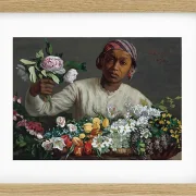 Frédéric Bazille - Junge Frau mit Pfingstrosen 1870 | Giclée Kunstdruck gerahmt