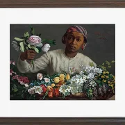Frédéric Bazille - Junge Frau mit Pfingstrosen 1870 | Giclée Kunstdruck gerahmt