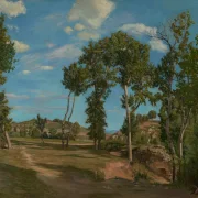 Frédéric Bazille - Landschaft am Fluss Lez 1870 | Giclée Kunstdruck gerahmt