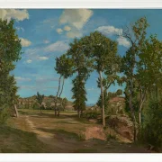 Frédéric Bazille - Landschaft am Fluss Lez 1870 | Giclée Kunstdruck gerahmt