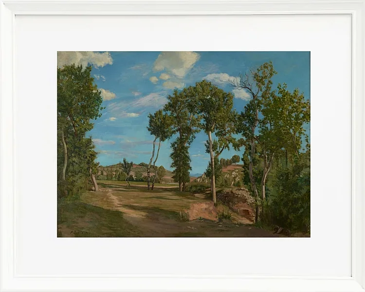 Frédéric Bazille - Landschaft am Fluss Lez 1870 | Giclée Kunstdruck gerahmt