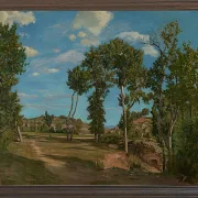 Frédéric Bazille - Landschaft am Fluss Lez 1870 | Giclée Kunstdruck gerahmt
