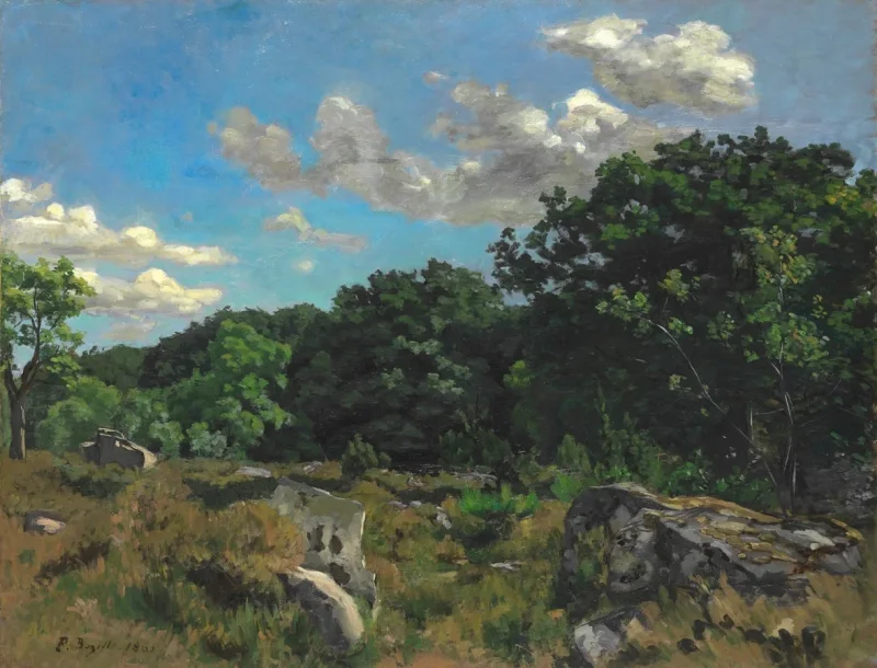 Frédéric Bazille - Landschaft bei Chailly 1865 | Giclée Kunstdruck gerahmt