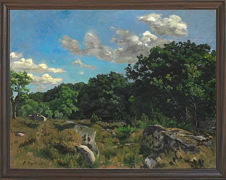 Frédéric Bazille - Landschaft bei Chailly 1865 | Giclée Kunstdruck gerahmt
