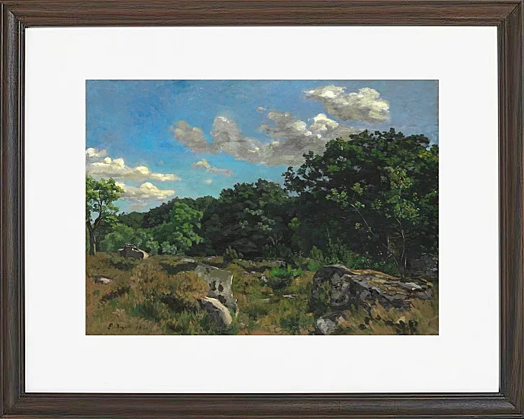 Frédéric Bazille - Landschaft bei Chailly 1865 | Giclée Kunstdruck gerahmt