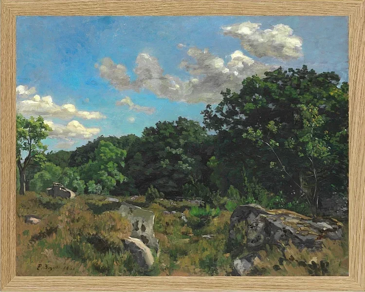 Frédéric Bazille - Landschaft bei Chailly 1865 | Giclée Kunstdruck gerahmt