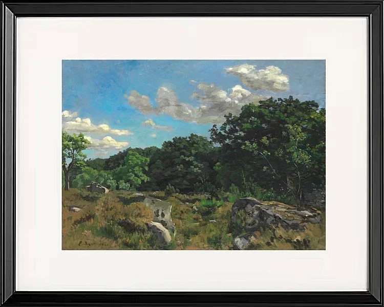Frédéric Bazille - Landschaft bei Chailly 1865 | Giclée Kunstdruck gerahmt