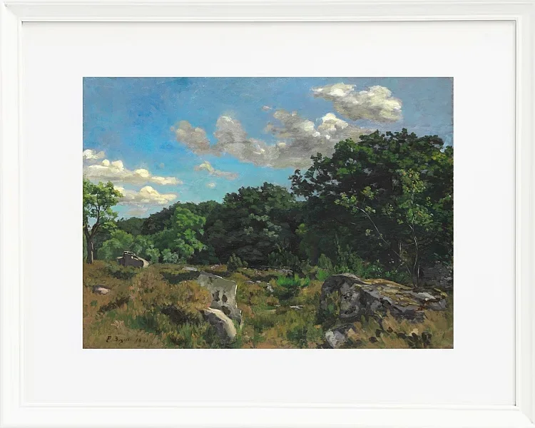 Frédéric Bazille - Landschaft bei Chailly 1865 | Giclée Kunstdruck gerahmt
