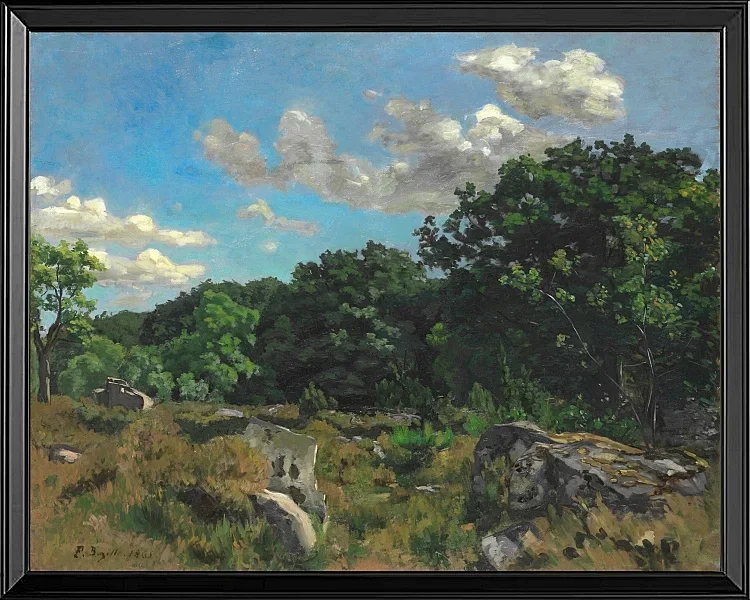 Frédéric Bazille - Landschaft bei Chailly 1865 | Giclée Kunstdruck gerahmt