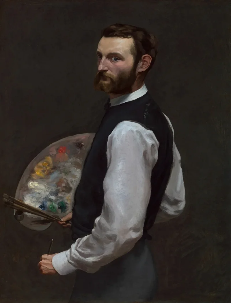 Frédéric Bazille - Selbstporträt 1865 | Giclée Kunstdruck gerahmt