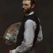 Frédéric Bazille - Selbstporträt 1865 | Giclée Kunstdruck gerahmt