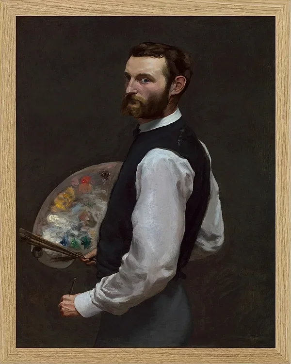 Frédéric Bazille - Selbstporträt 1865 | Giclée Kunstdruck gerahmt