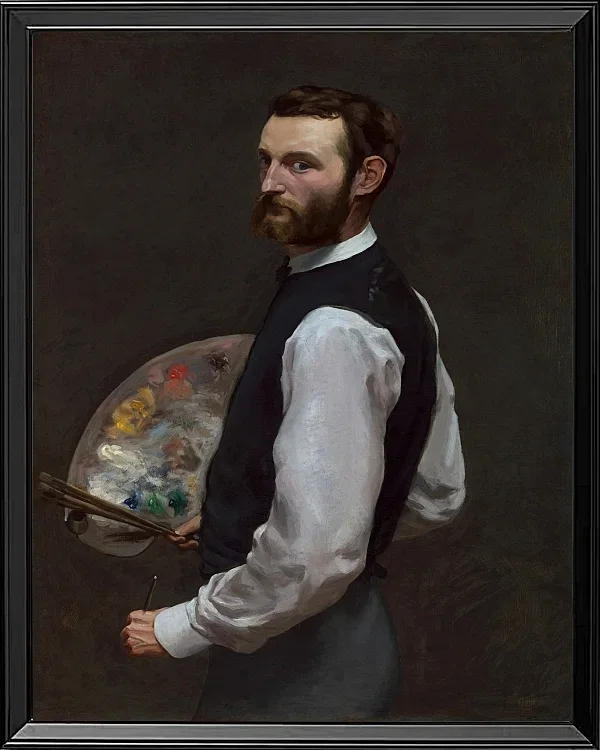 Frédéric Bazille - Selbstporträt 1865 | Giclée Kunstdruck gerahmt
