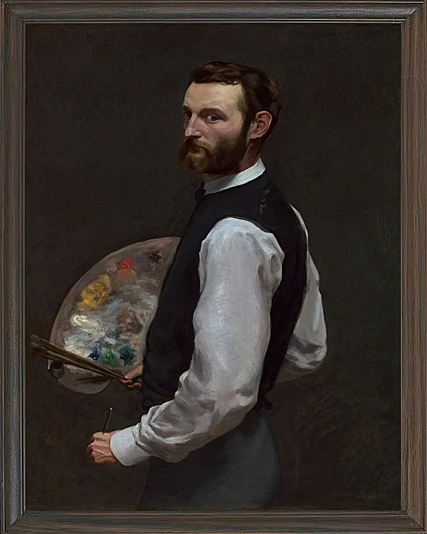 Frédéric Bazille - Selbstporträt 1865 | Giclée Kunstdruck gerahmt