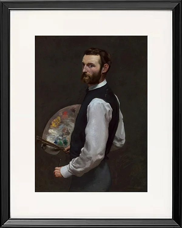 Frédéric Bazille - Selbstporträt 1865 | Giclée Kunstdruck gerahmt