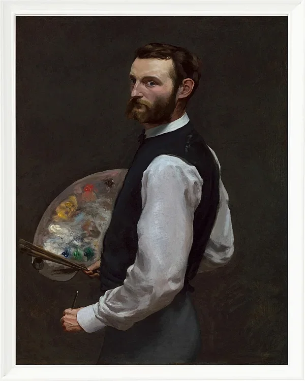 Frédéric Bazille - Selbstporträt 1865 | Giclée Kunstdruck gerahmt