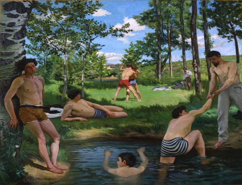 Frédéric Bazille - Sommerszene 1869 | Giclée Kunstdruck gerahmt