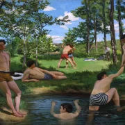 Frédéric Bazille - Sommerszene 1869 | Giclée Kunstdruck gerahmt