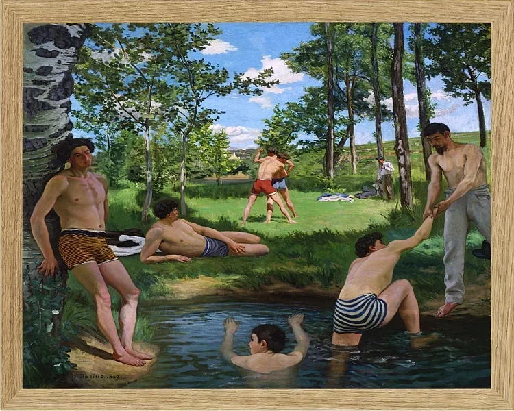 Frédéric Bazille - Sommerszene 1869 | Giclée Kunstdruck gerahmt