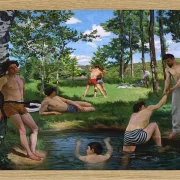 Frédéric Bazille - Sommerszene 1869 | Giclée Kunstdruck gerahmt