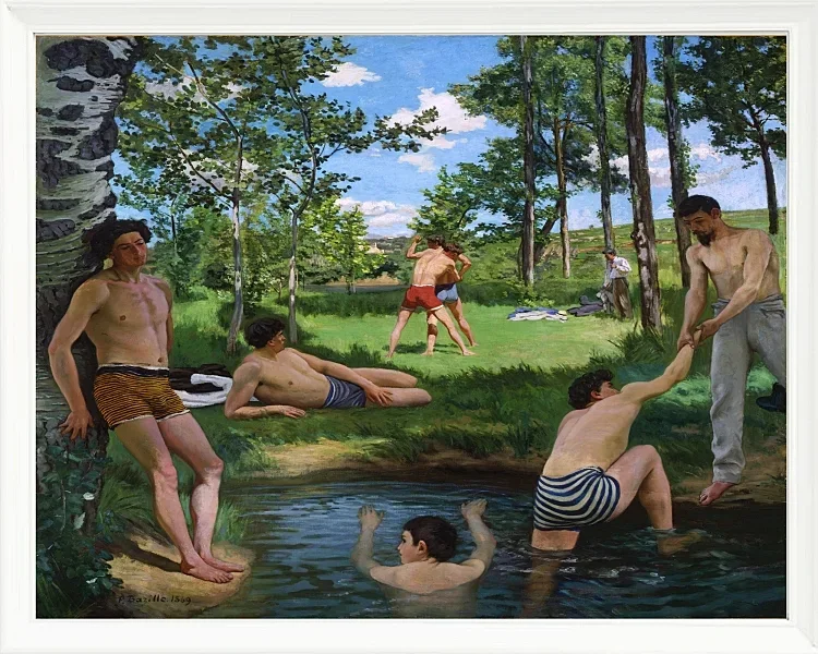 Frédéric Bazille - Sommerszene 1869 | Giclée Kunstdruck gerahmt