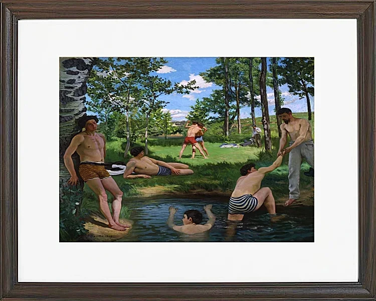 Frédéric Bazille - Sommerszene 1869 | Giclée Kunstdruck gerahmt