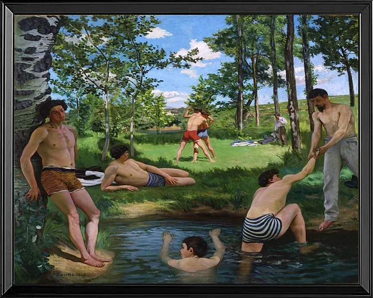 Frédéric Bazille - Sommerszene 1869 | Giclée Kunstdruck gerahmt