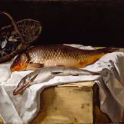 Frédéric Bazille - Stillleben mit Fisch 1866 | Giclée Kunstdruck gerahmt