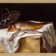 Frédéric Bazille - Stillleben mit Fisch 1866 | Giclée Kunstdruck gerahmt