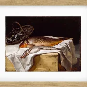 Frédéric Bazille - Stillleben mit Fisch 1866 | Giclée Kunstdruck gerahmt