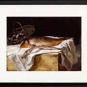 Frédéric Bazille - Stillleben mit Fisch 1866 | Giclée Kunstdruck gerahmt