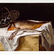 Frédéric Bazille - Stillleben mit Fisch 1866 | Giclée Kunstdruck gerahmt