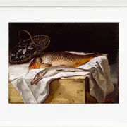 Frédéric Bazille - Stillleben mit Fisch 1866 | Giclée Kunstdruck gerahmt