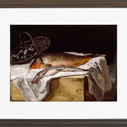 Frédéric Bazille - Stillleben mit Fisch 1866 | Giclée Kunstdruck gerahmt
