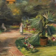 Garten mit Palme und zwei weiblichen Figuren - 1908