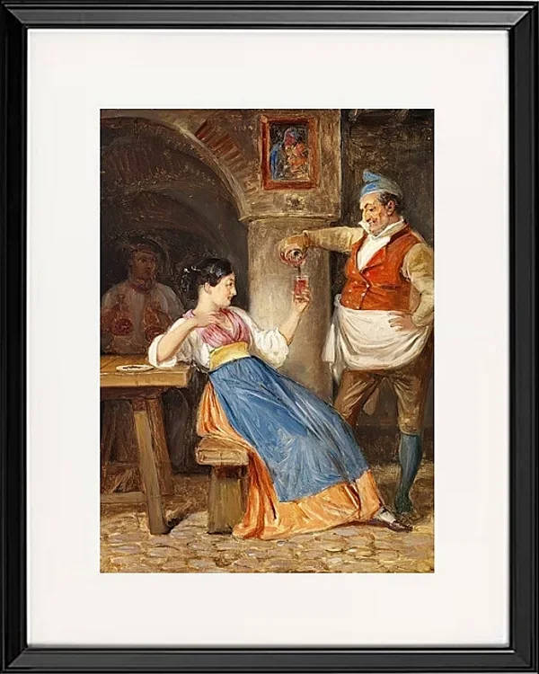 Gastwirt schenkt einer jungen Italienerin Rotwein ein – 1832