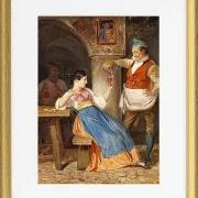Gastwirt schenkt einer jungen Italienerin Rotwein ein – 1832