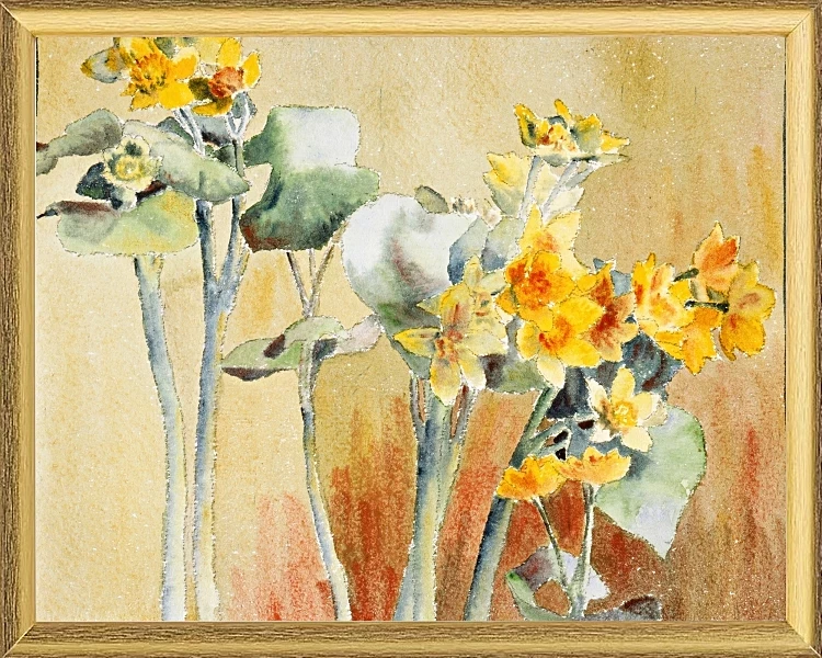 Gul og orange blomst - 1916